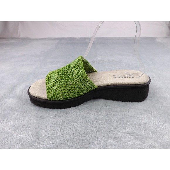 Carolina Colours‎ Sandals Women's Sz 8M Green Slip On Wedge Stretchy Woven Top - Picture 9 of 16